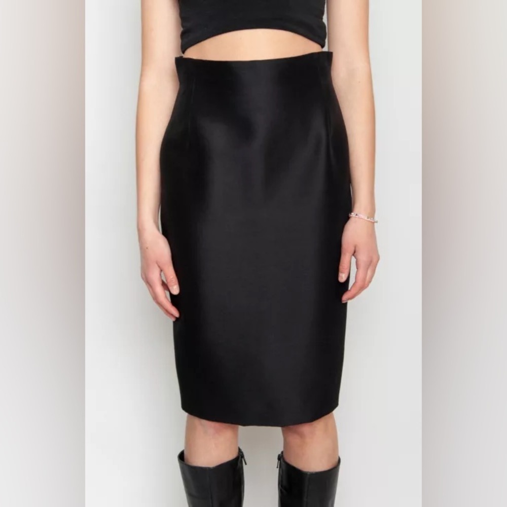 Giambattista Valli Vintage Silk Wool Black Structured Pencil Skirt EUC IT44 US8
